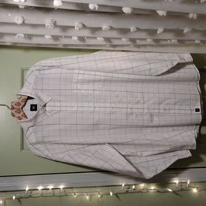 Men's Dockers XL white blue check pattern button up dress shirt